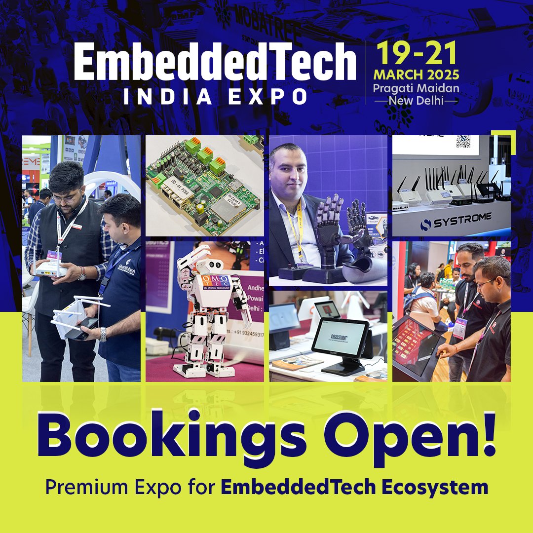 EmbeddedTechExp's tweet image. Bookings are now open for the 2025 edition of Embedded Tech Expo- India’s Leading expo bringing together the embedded systems industry. 
👉 Secure a spot- lnkd.in/eS6A7u8
👉 Or connect at +91 9891656161 | shitijm@eigroup.in
#EmbeddedTechIndia #B2bExpo #Techevent
