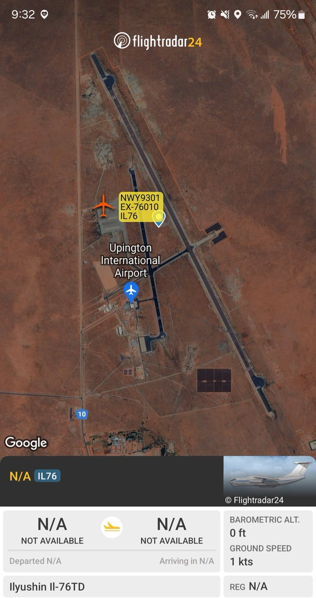 New Way Cargo Il-76TD EX-76010 #60111F as NWY9301 is pinging on the ramp at Upington. She'll likely be following her sister to Goma. I'm off to bed so if the destination changes, I'll update.
@Dinlas3