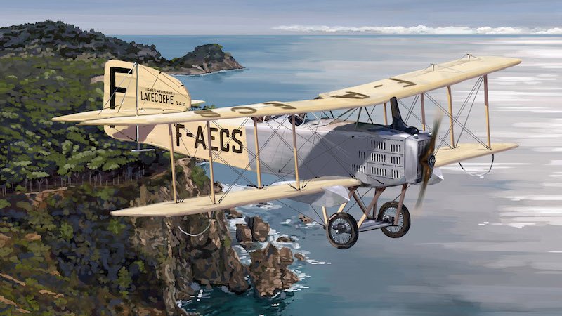 [On en parle] Le 26 avril, c'est la journée mondiale des pilotes. Bonne fête à toutes et tous mes ami(e)s pilotes ! « Breguet XIV des Lignes Aériennes #Latécoère », peinture numérique de Pierre-André Cousin, 2021. coll. personnelle #WorldPilotsDay2024 #avgeek ✈️