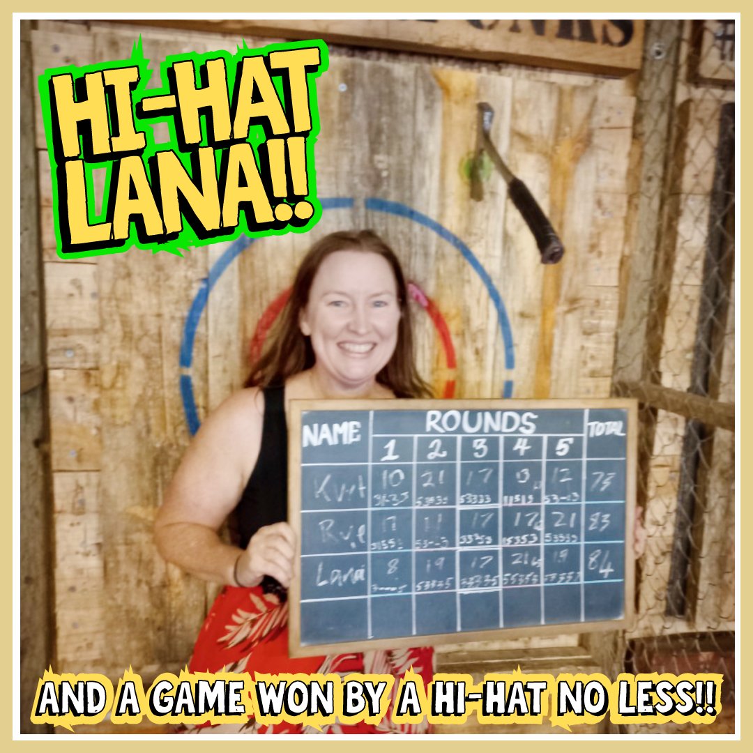 LumberPunksAxe's tweet photo. Congratulations Lana on nabbing the win with your Hi-Hat on your very last throw of the game!

It may have been Boat's 40th (Happy Birthday Boat!) but you're the one walking away being renamed "Hi-Hat Lana!!"

https://t.co/BxsRSxicdP https://t.co/0pgbvVJ4ff