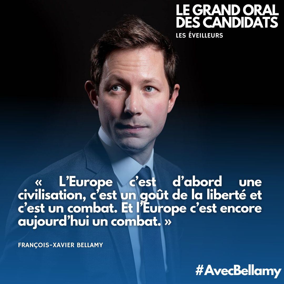 Notre Europe est belle, préservons sa civilisation et son histoire. ⤵️ « L’Europe c’est d’abord une civilisation, c’est un goût de la liberté et c’est un combat. Et l’Europe c’est encore aujourd’hui un combat. » @fxbellamy #AvecBellamy #EveilleursE