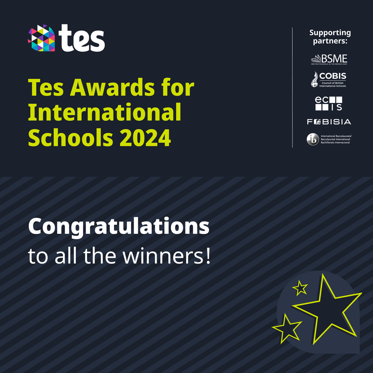 A massive congratulations to all the winners of the @IntlTes Awards for International Schools 2024, particularly to our member schools! 👏 @stchrisbahrain @Walesschool @HorizonDubaiUAE @BCAbuDhabi @SchoolWesgreen Always wonderful to celebrate exceptional schools and educators!