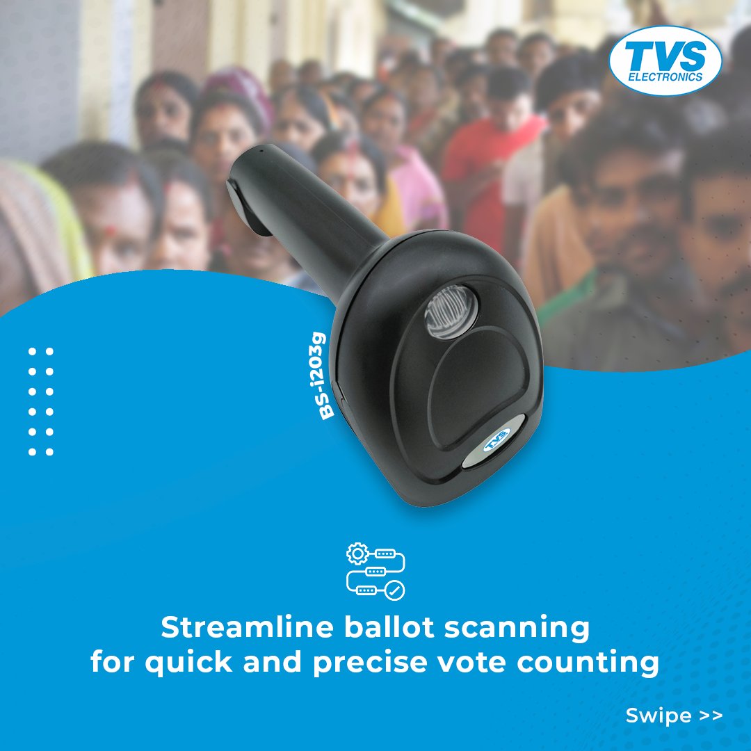 tvs_electronics's tweet image. Scan, capture, and process data swiftly with our advanced barcode technology with unmatched accuracy &amp;amp; efficiency, Our scanners are the ideal choice for handling data in the Indian electoral process.

#TVSElectronics #ElectionEfficiency #BarcodeScanner #LokSabhaElections2024