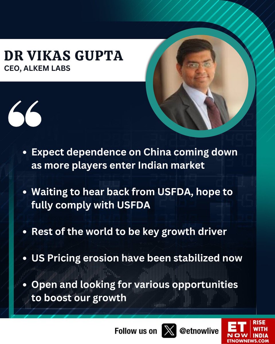 #OnETNOW | 'Domestic is our core market and will continue to register strong growth' says Dr Vikas Gupta of Alkem Labs

@Alkem_Lab
