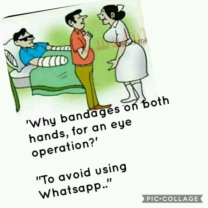 This precaution for an eye surgery! 😀😛😂 #WhatsApp #addiction