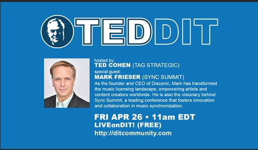 Hi Everyone!  Tomorrow I am joining my amazing friend, legendary music exec and tech expert Ted Cohen @spinaltap at 11AM ET on his podcast #TEDDIT to talk about how artists can harness the power of music licensing to develop their careers - it should be a fun and insightful talk.