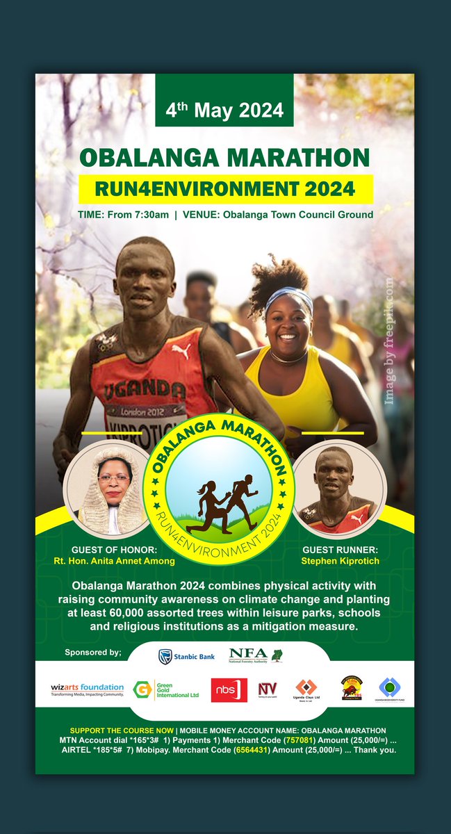 Obalanga marathon! 
Be part of greening Teso on 4th May, 2024