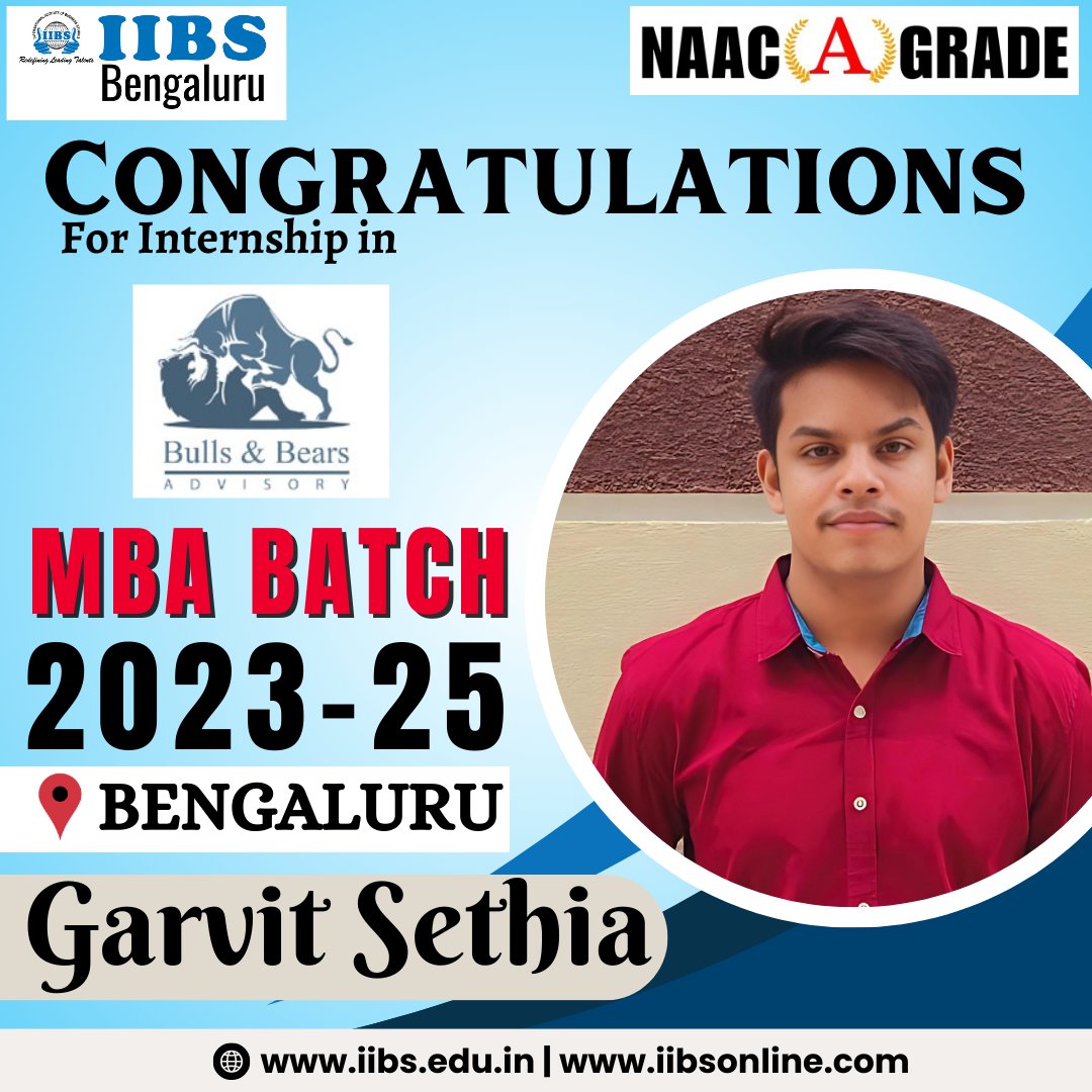 Congratulations to Garvit Sethia for securing a campus internship #opportunity at Bb Advisory from the #IIBS #MBA batch 2023-2025! We are incredibly proud of Garvit's accomplishment.

#Internship  #MBA #BbAdvisory #placement #career #bschool #growth #bangalore #bengaluru