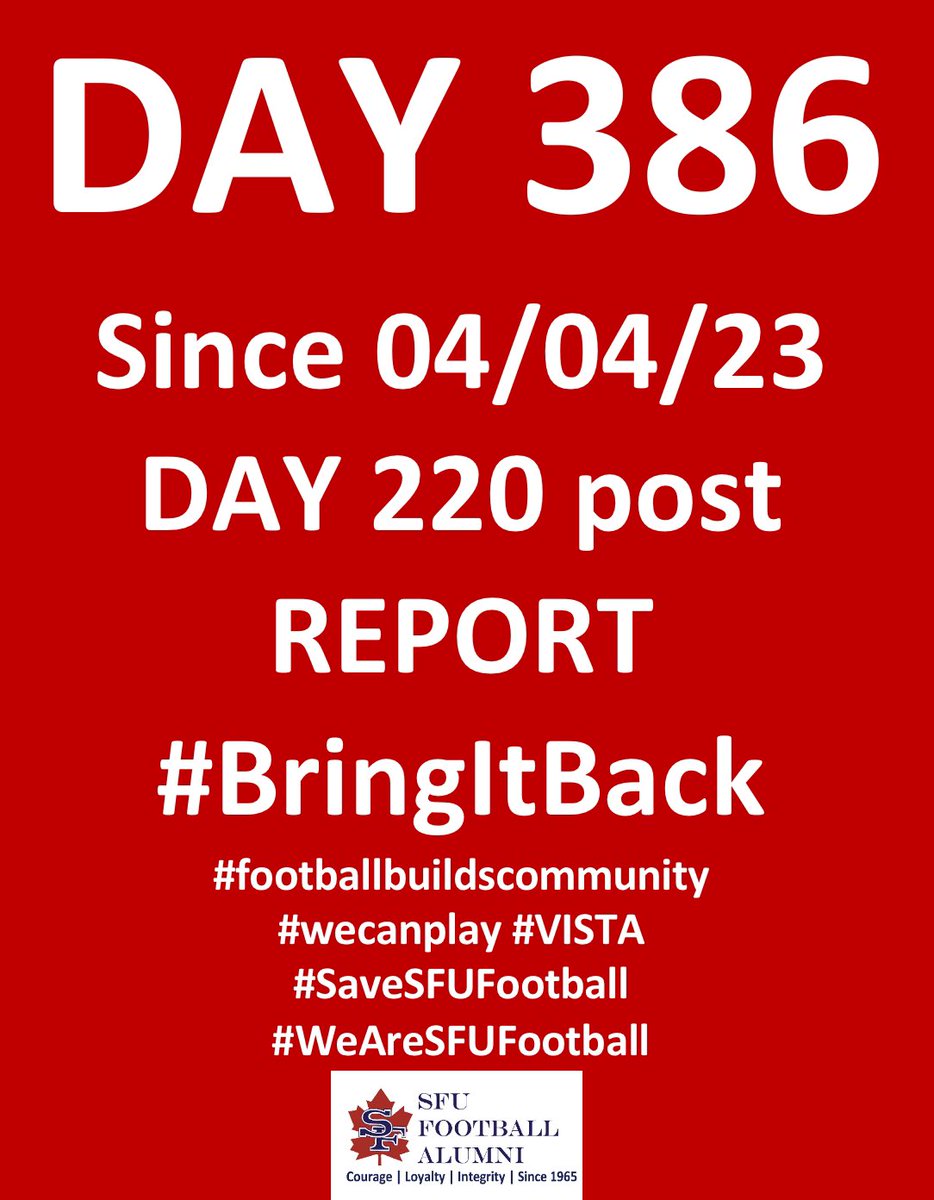 #BringItBack
#footballbuildscommunity
#wecanplay #VISTA
#SaveSFUFootball 🇨🇦🏈
#WeAreSFUFootball