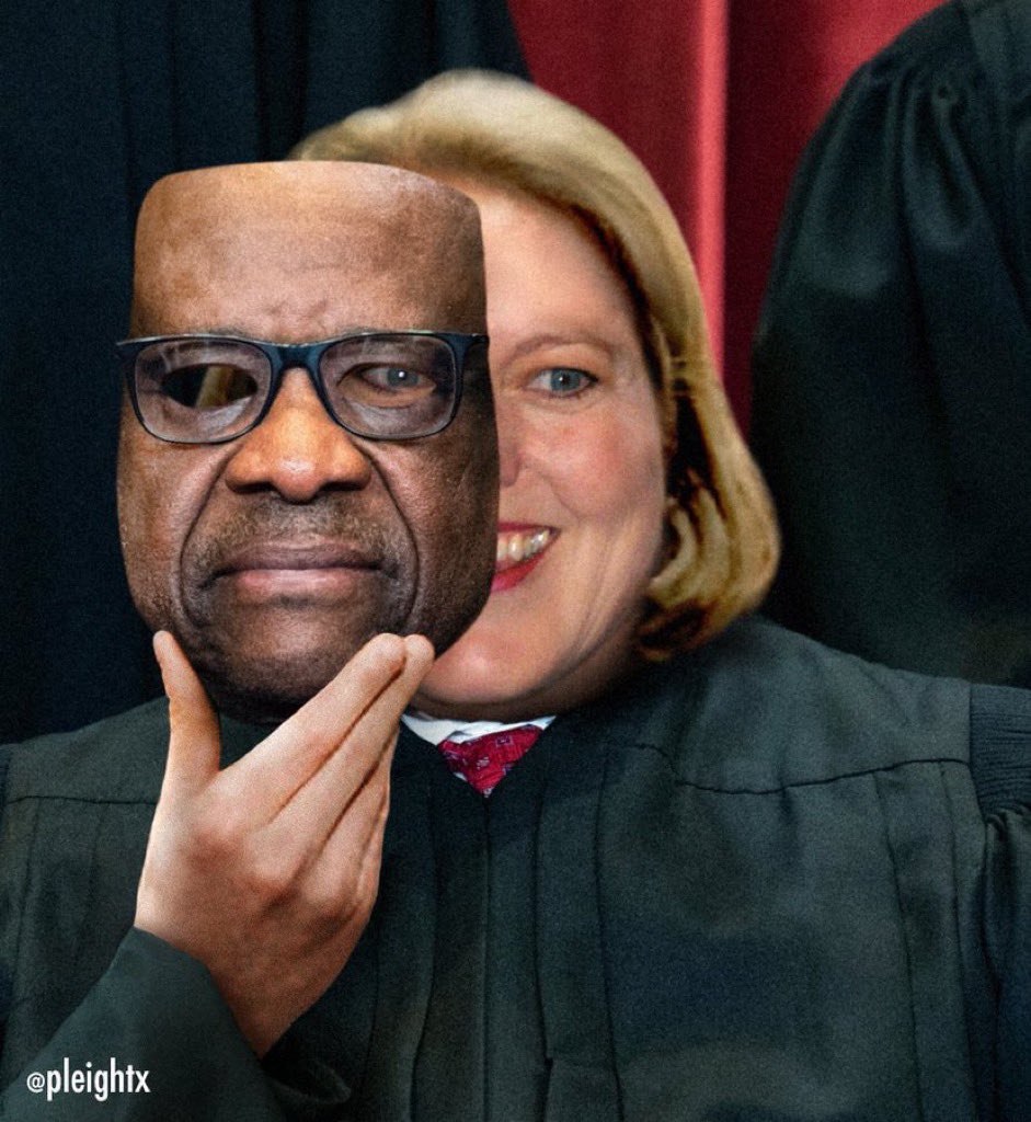 #DemVoice1 #TrumpOnTrial #SCOTUSIsCorrupt 
I lost respect for Clarence Thomas after the #AnitaHill case in 1991 & summed him up as a disgraceful, dirty dog who abused his power by sexually harassing a young woman who admired him very much.
His wife Ginny is the epitome of gutter
