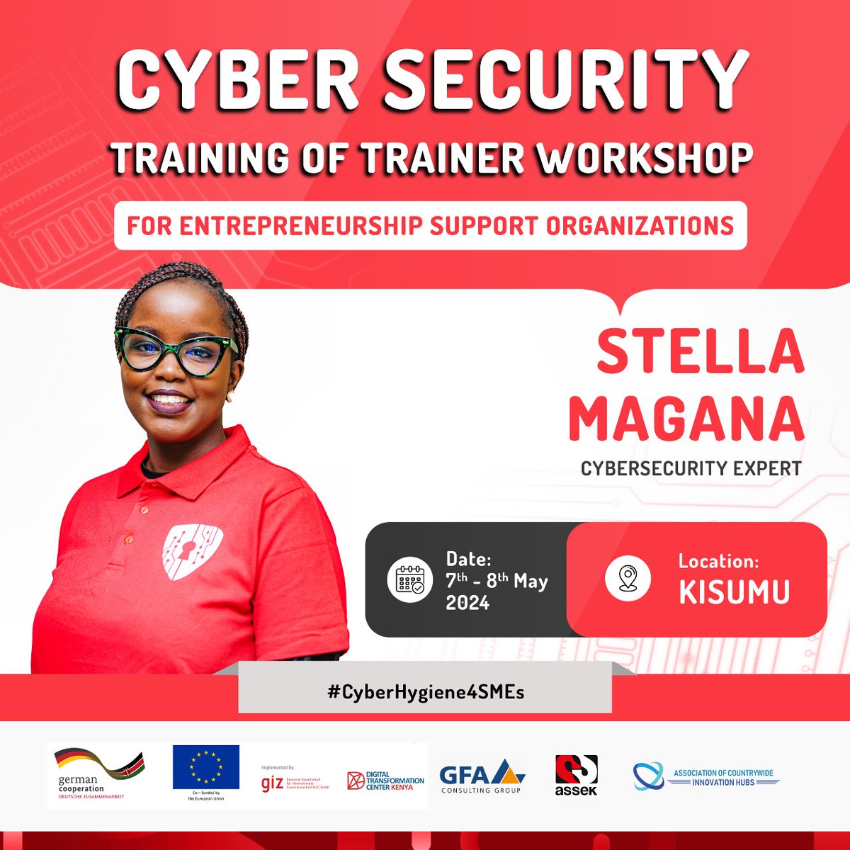 To the lakeside community, get ready for #CyberHygiene4SMEs workshop and symposium with cyber security master trainer, @STLmagana. Save the dates and spread the word. #Kisumu #tech #hubs @giz_gmbh @EUinKenya @DTC_Kenya @ASSEKnews @CountrywideHubs