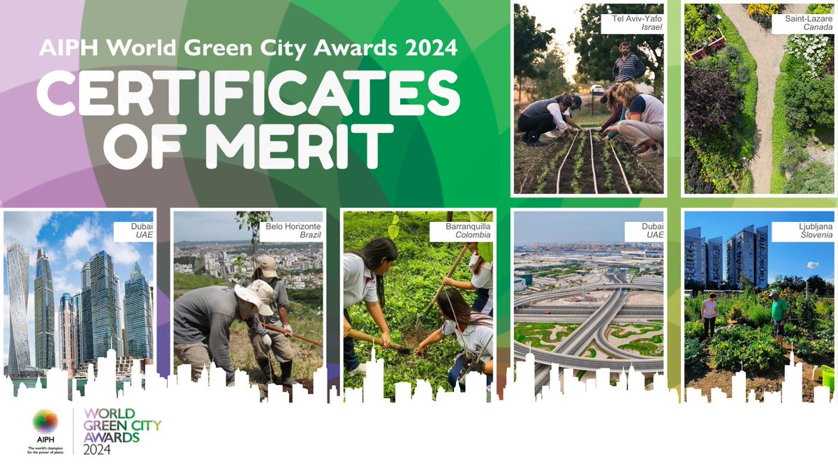Certificates of Merit in the @AIPHGlobal #WorldGreenCityAwards are presented to cities who did not score highly enough to be Finalists, but whose entries still showcase bold approaches to urban greening🟢🏅 🌿Meet the 7 CoM Recipients in the 2024 edition: aiph.org/latest-news/wg…