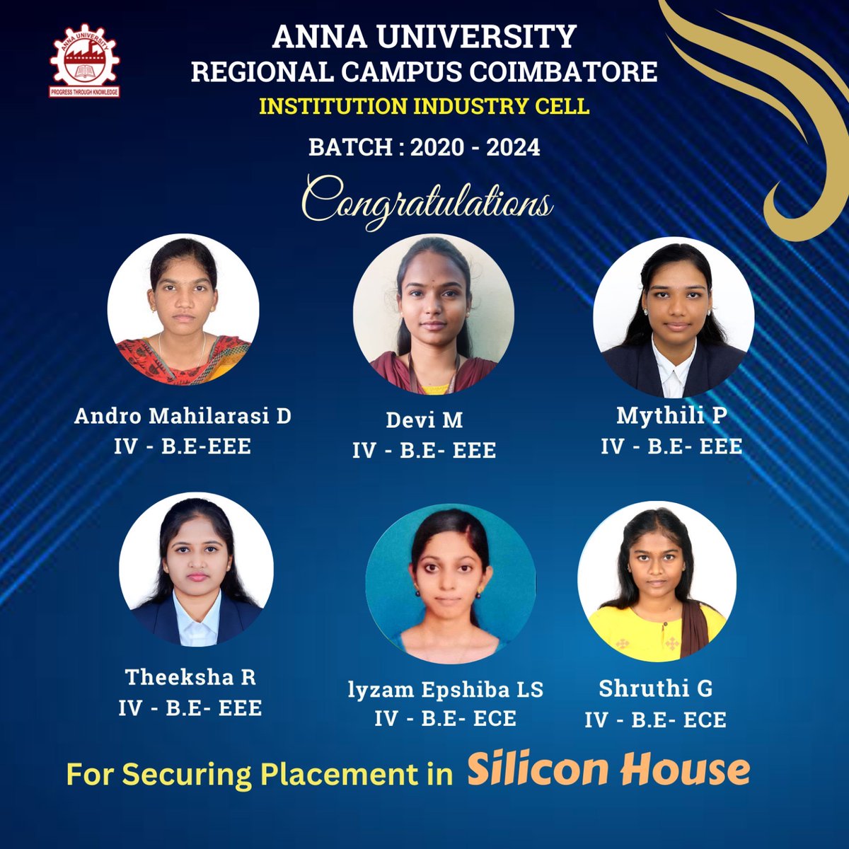 AnnaRegional's tweet photo. We are happy to announce that our students have achieved a placement at Silicon House. Congratulations! We wish them good luck for their future.
-
#placements #aurcc #annauniversity #coimbatore #iic https://t.co/jyPNxVtS3O