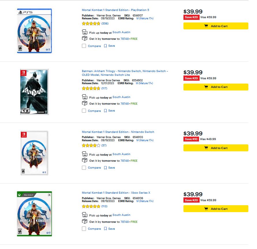 WB Games sale via Best Buy. ow.ly/yp4650RoJgk