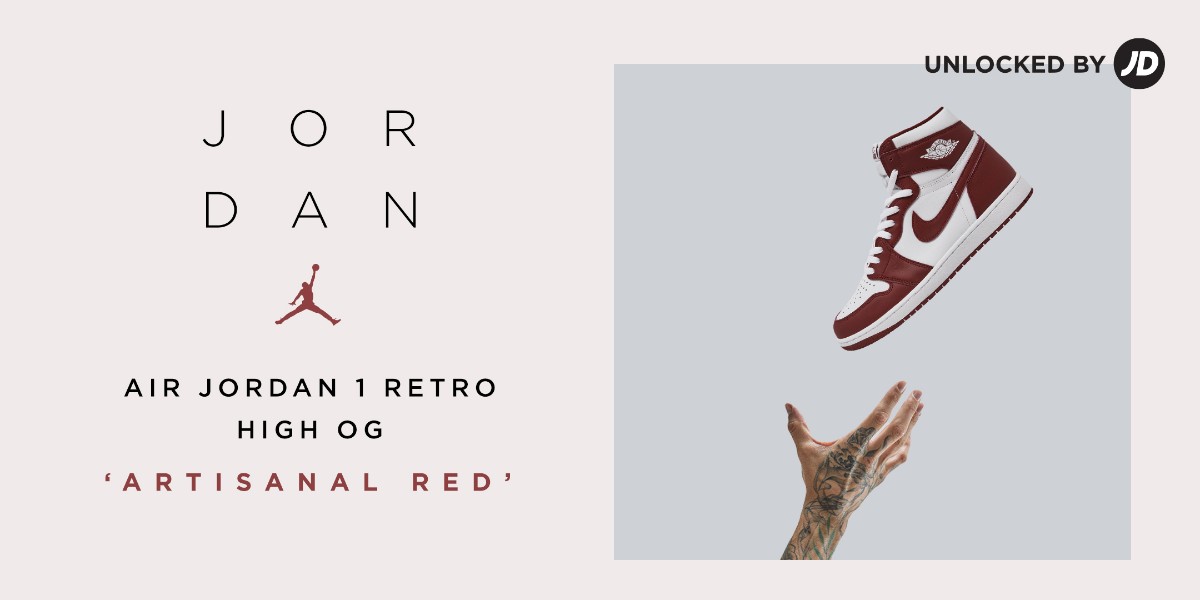 The Air Jordan Retro 1 High OG 'Artisanal Red' drops this Saturday (4/27) at 10am EST. 🔴 This AJ1 High features a clean balance of Artisanal Red and White throughout. Mark your calendars for 4/27. 📅