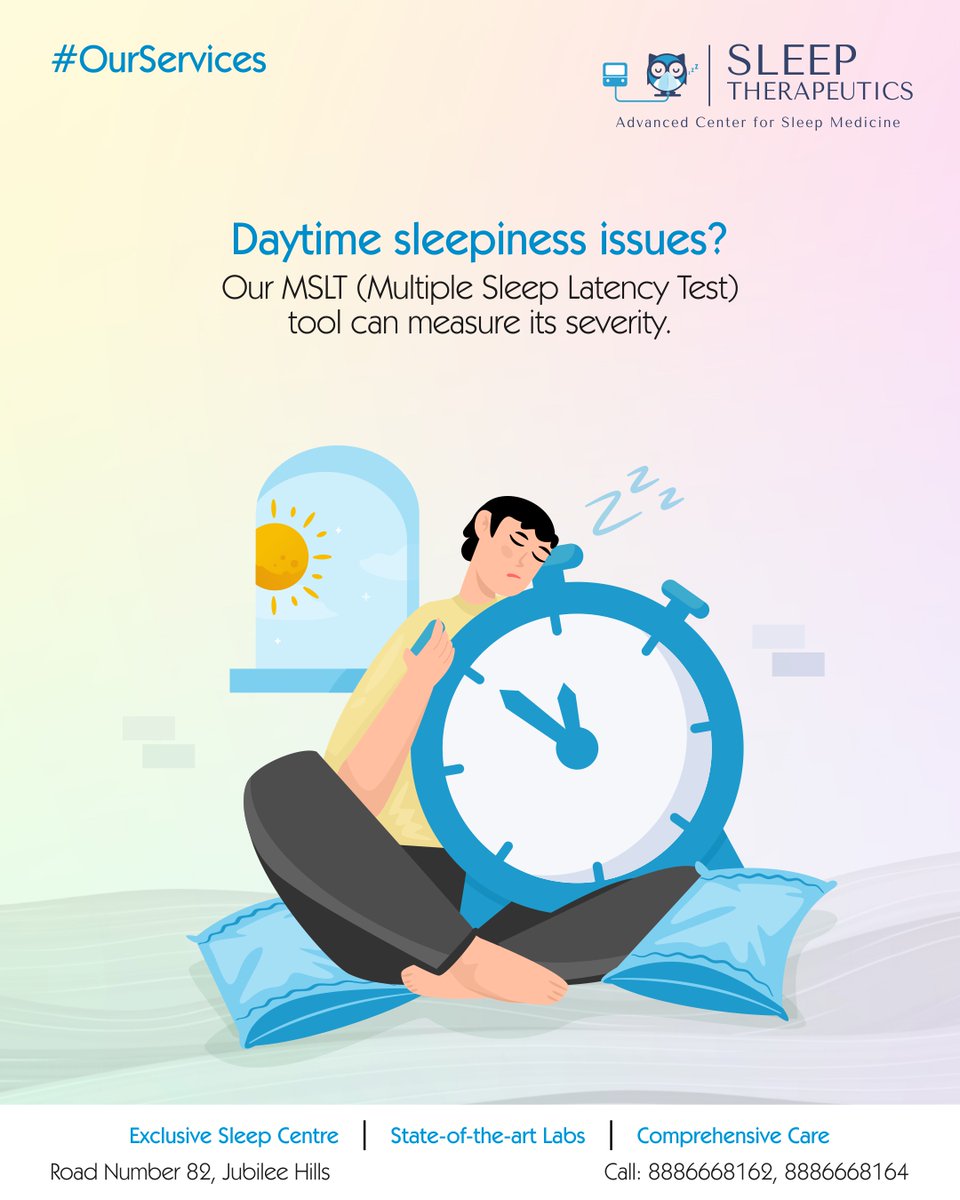 Multiple Sleep Latency Test is a diagnostic tool which measures the severity of your daytime sleepiness by measuring the time elapsed from the start of a daytime nap period to the first signs of sleep, called sleep latency.

#SleepTherapeutics #SleepCentre #SleepMedicine