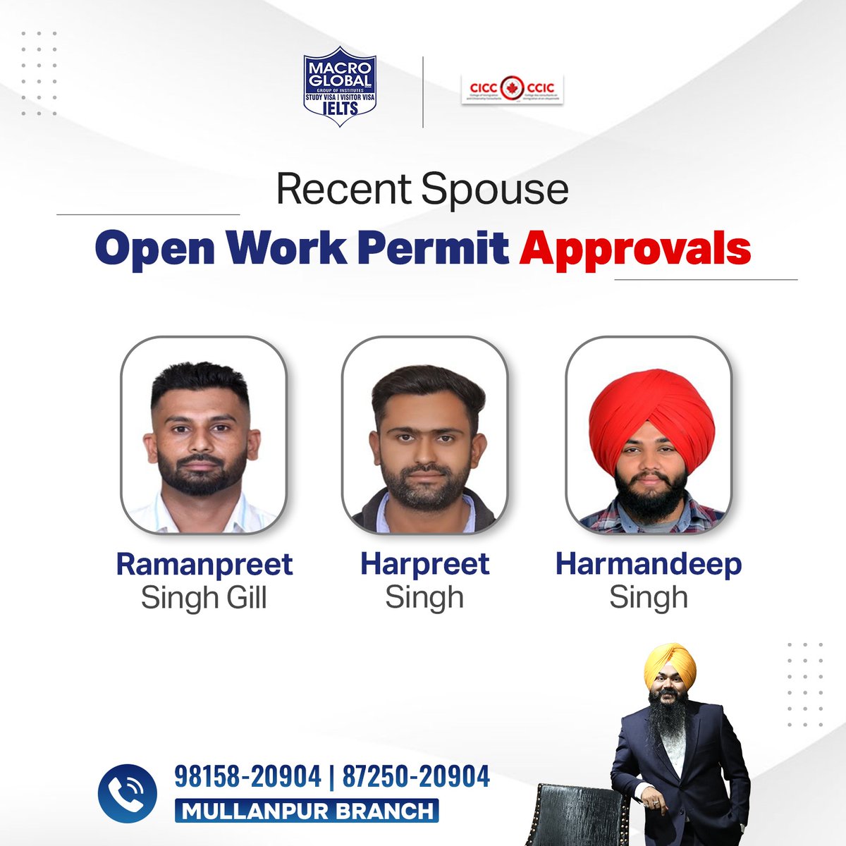 🚀 Dreams to Reality! 🇨🇦 Celebrating Our Clients' Success with Canada Open Work Permit Approvals.
#MacroGlobal #GurmilapSinghDalla #Canada #Canadastudyvisa #canadaopenworkpermit #spousevisa #Visitorvisa #Visa #IELTS #IELTSTraining #EnrollNow #Immigration #immigrationlawyer