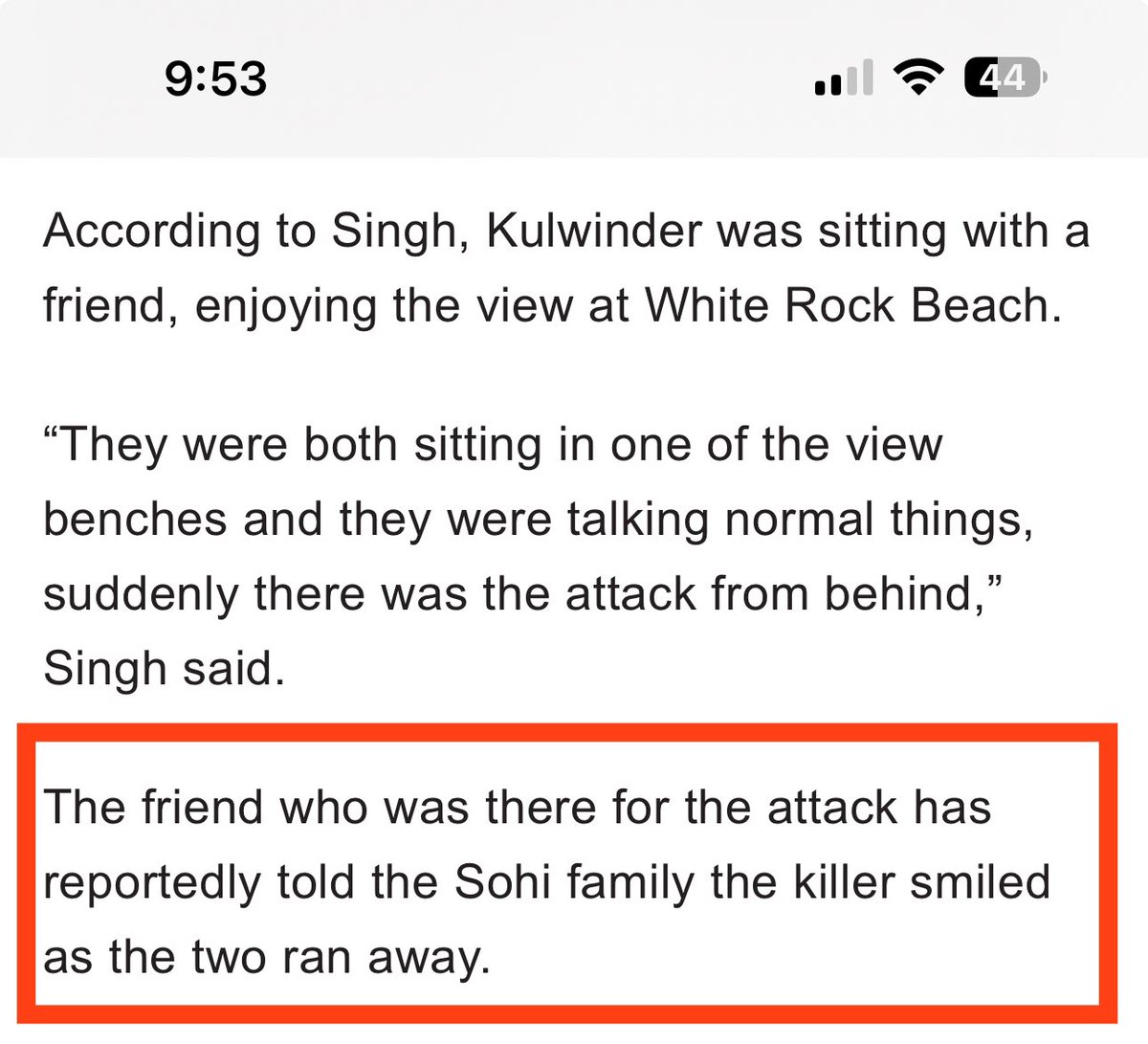 This is the cut on the neck of the first victim of the stabbing at White Rock beach. The second picture is a screenshot from a Global News story about the second victim, who didn’t survive. Doesn’t it look scary? It’s very disturbing and concerning for many that the killer is…