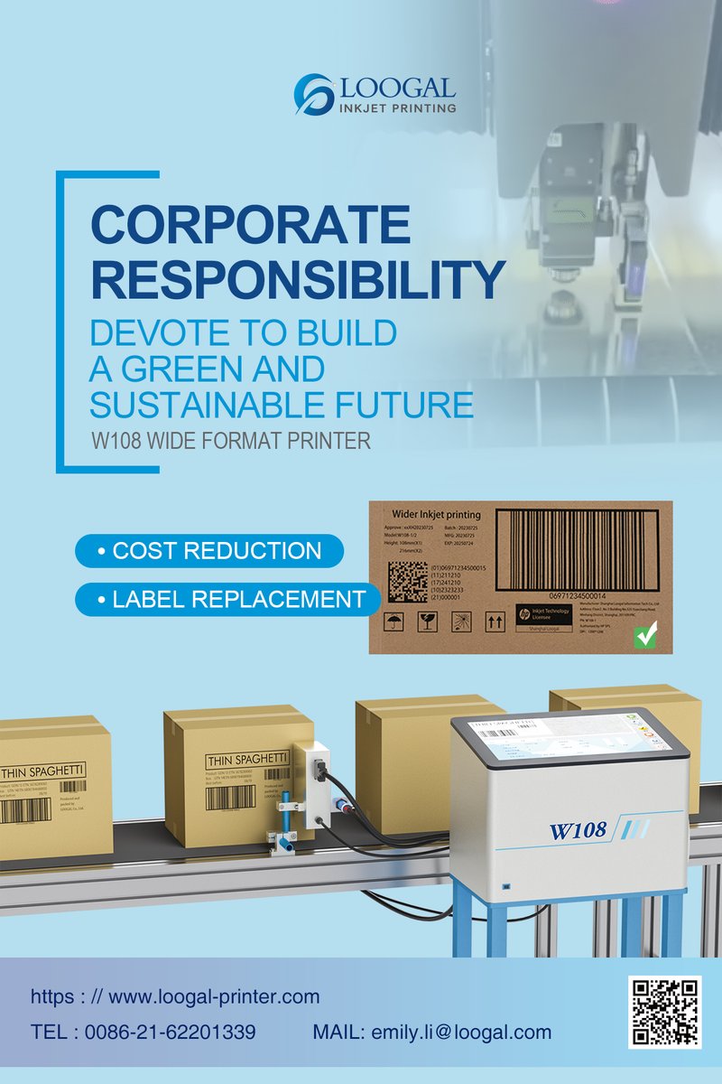 loogal_print's tweet image. We are devoted to building the a GREEN and sustainable future, with W108 formate printer. #green #tij #markingmachine #markingdigital #codingmachine #codingmaker #codingmachine #caseprinters