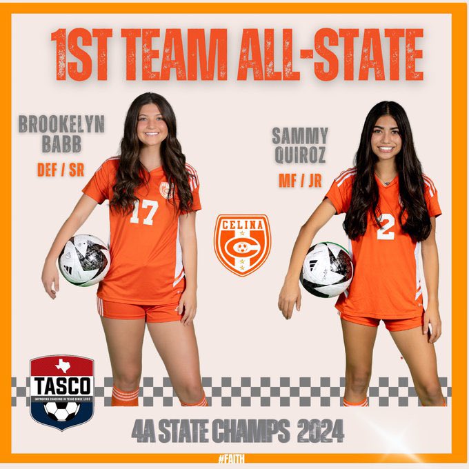 Thank you @tascosoccer for naming me 1st Team All-State Midfielder! I’d like to thank my family, friends, teammates and coaches for the support.🧡 #faith @CelinaSoccer @TexansECNL06 @ImYouthSoccer @MWelchSLM @GMsportsmedia1 @PrepSoccer