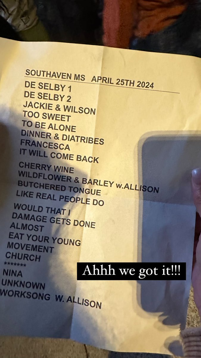 Tonight's setlist in Southaven