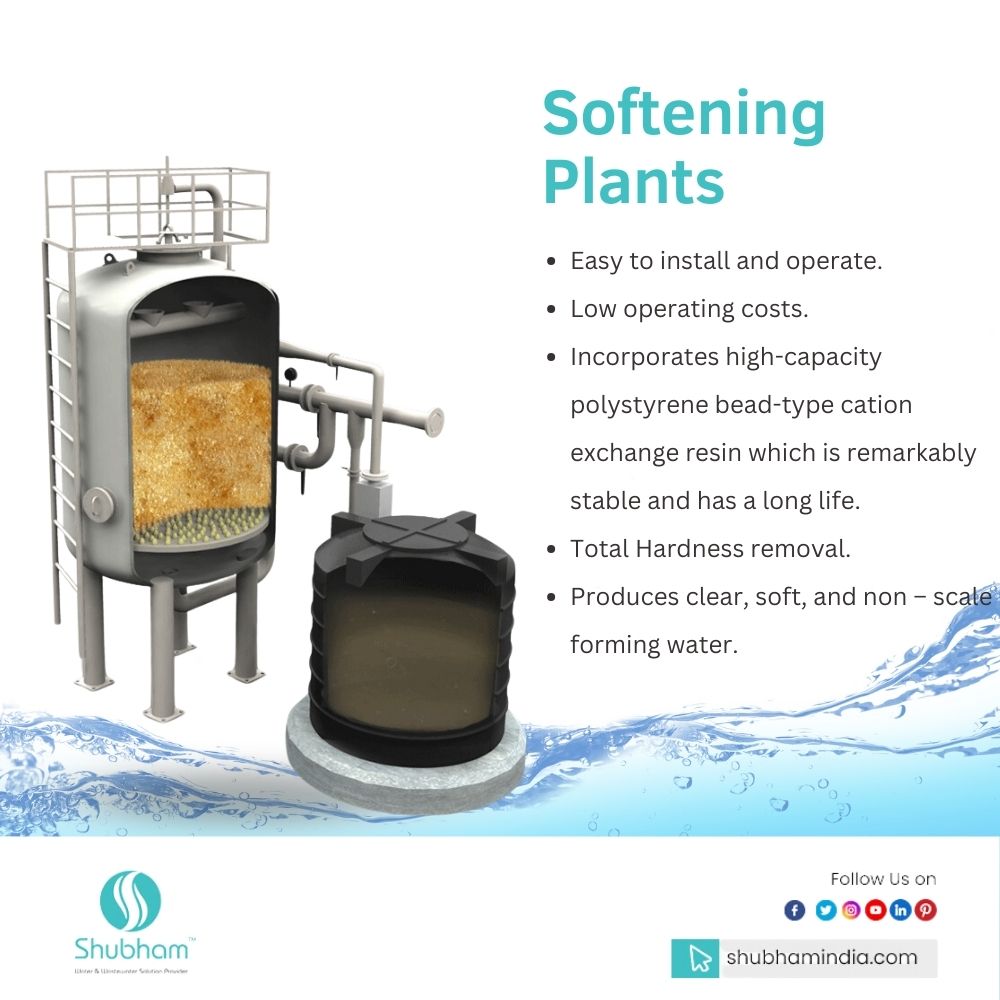 Softening Plants
For the removal of total hardness
→ Easy to install and operate.
→ Produces clear – non scale forming, soft water.
→ Low operating costs.

#SofteningPlants #Softening #Upflowsoftener #WaterSofteningPlant #IONexchange #WaterTreatmentPlant