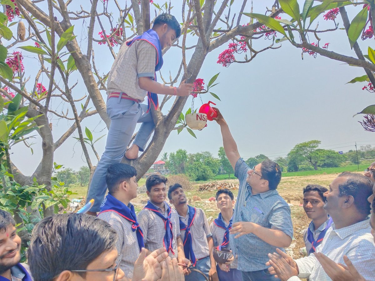 Water for birds & Animals awareness startrd by CHSE NSS Odisha Coordinator Dr. Biswa Mohan Jeena at NSS Co-Wing, Vikash Higher Secondary School, Sambalpur.