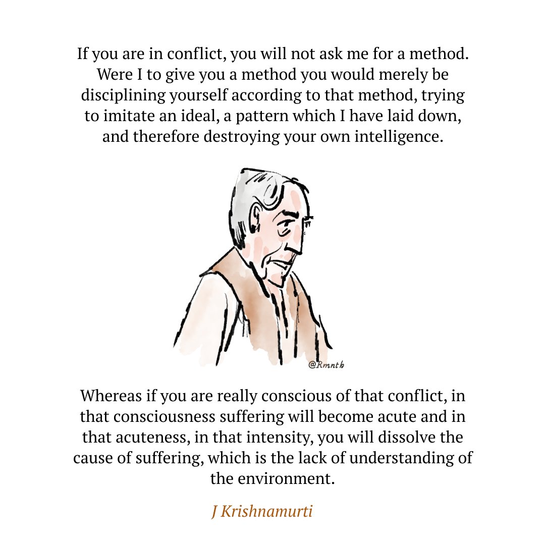 ⚡️ J Krishnamurti on playbooks

We copy others' desires. Then, we try to imitate others' methods. In the process, we destroy our own intelligence. 

Today's doodles