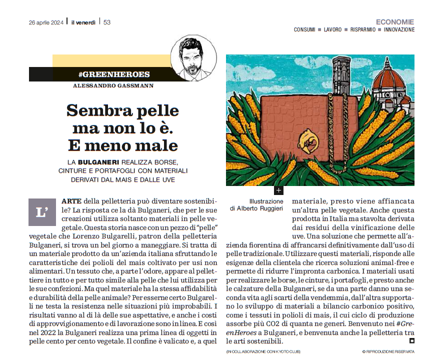 #sostenibile♻️ #animalfree 🐄🐮 Borse/Cinture/...👝👜➿ per chi vuol cambiare pelle ! Ecco bulganeri.it tra i nuovi #GreenHeroes di #AlessandroGassmann