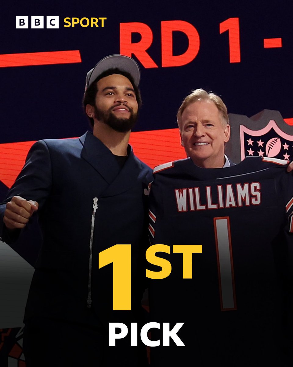 BBCSport: The Chicago Bears made Caleb Williams the first pick of the 2024 #NFLDraft on a night where teams went quarterback crazy in Detroit. 🏈

#BBCNFL