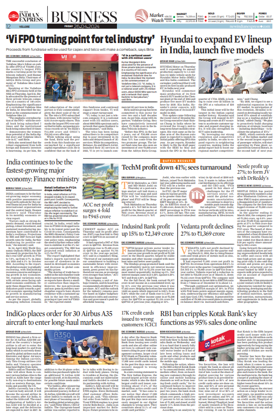 Today's Business page @NewIndianXpress @Dipak_Journo @santwana99