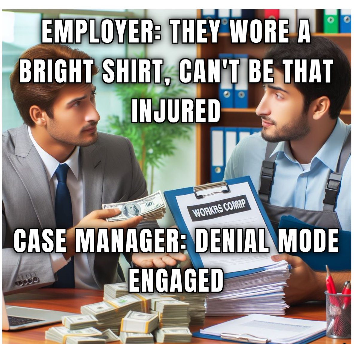 Judging someone's injury by their clothing color is absurd. Let's push for a system that focuses on evidence, not assumptions. #WorkersComp #InjuredWorkers #FairTreatment #wsib #wcb