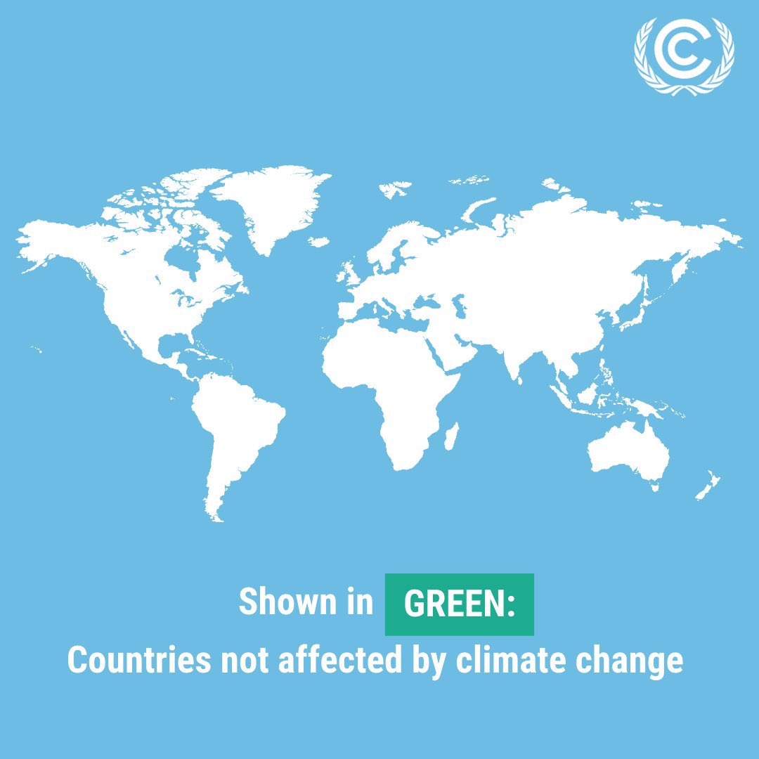 Diese Grafik zeigt klar & deutlich welche Länder nicht von den Folgen des menschengemachten Klimawandels betroffen sind: alle in grün!