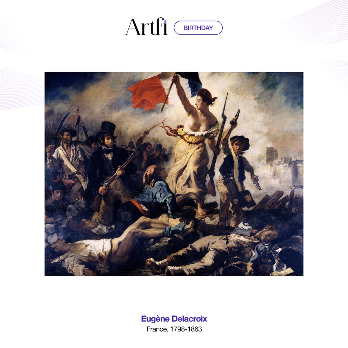 #EugèneDelacroix, known for his dramatic and emotionally charged works, was born on this day in 1798. 
His use of bold colors and dynamic brushwork, as well as his depictions of historical and literary subjects, made him one of the leading artists of his time. 

#Romanticism