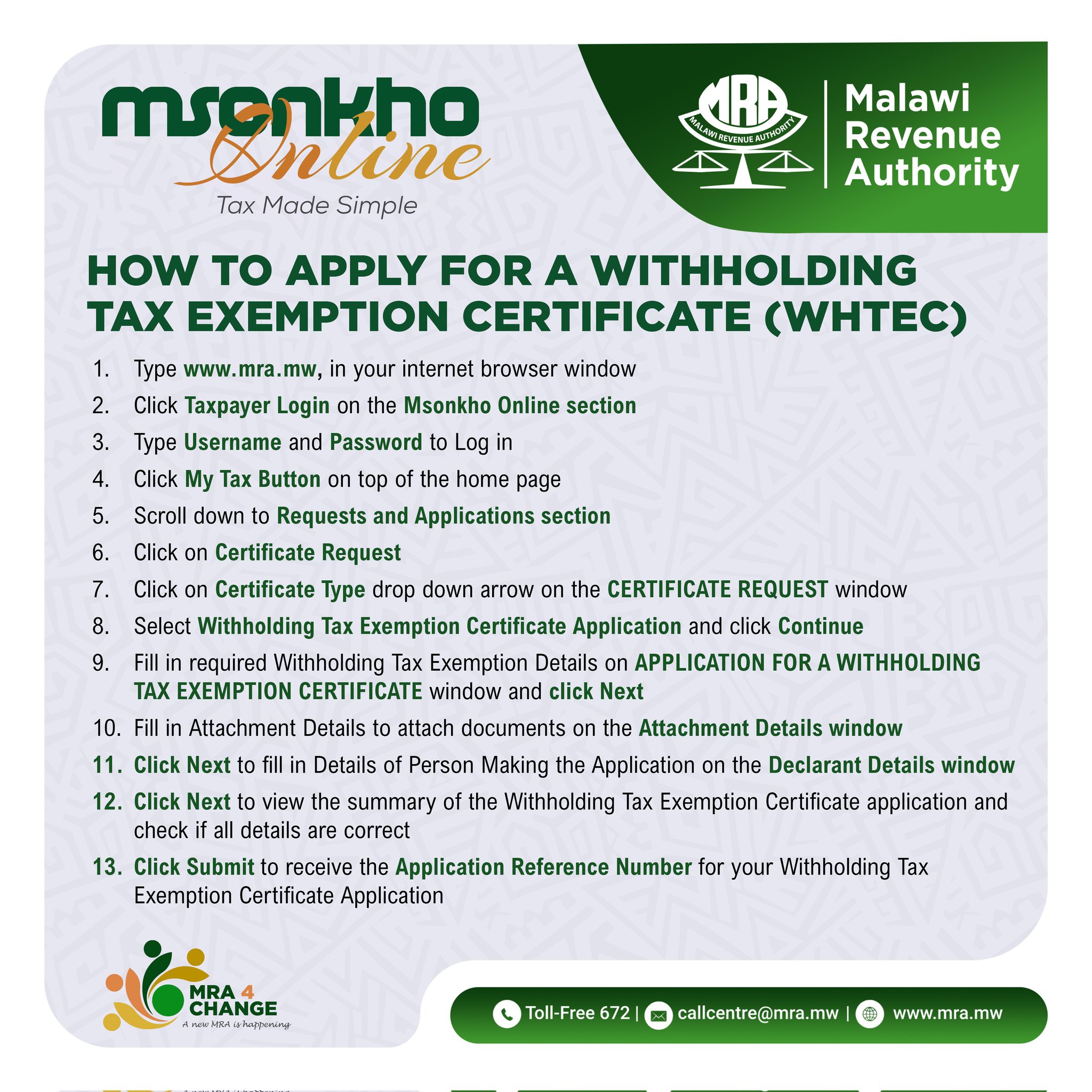 MRA on X: &ldquo;How to apply for a Withholding Tax Exemption 