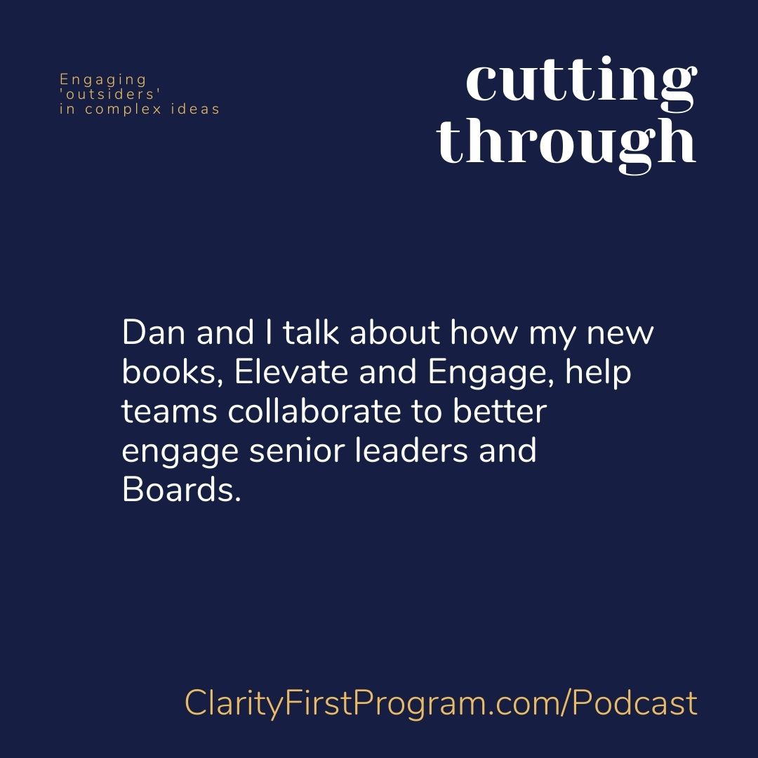 In this board paper writing podcast, Dan and I talk about how my new books, Elevate and Engage, can help teams and Leaders elevate their board papers. Listen now >> clarityfirstprogram.com/podcast #communicationskills #clarityfirst #businesscommunication #boardpapers