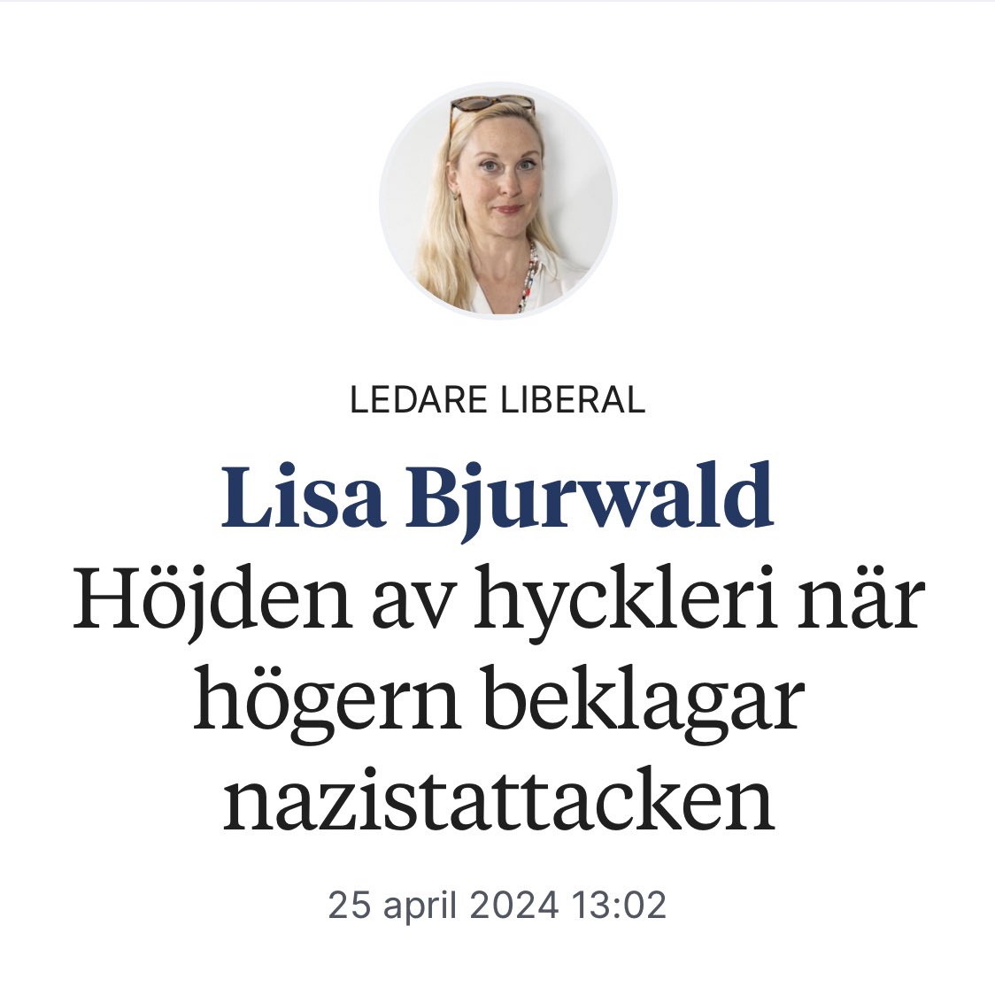 ”Många av oss har varnat för riskerna med att släppa in ex-nazisterna SD i värmen”, skriver @lisabjurwald Den främsta konsekvensen är naturligtvis att de påverkar politiken. Men experter har också flaggat för att det stärker den militanta extremhögern vlt.se/2024-04-25/hoj…