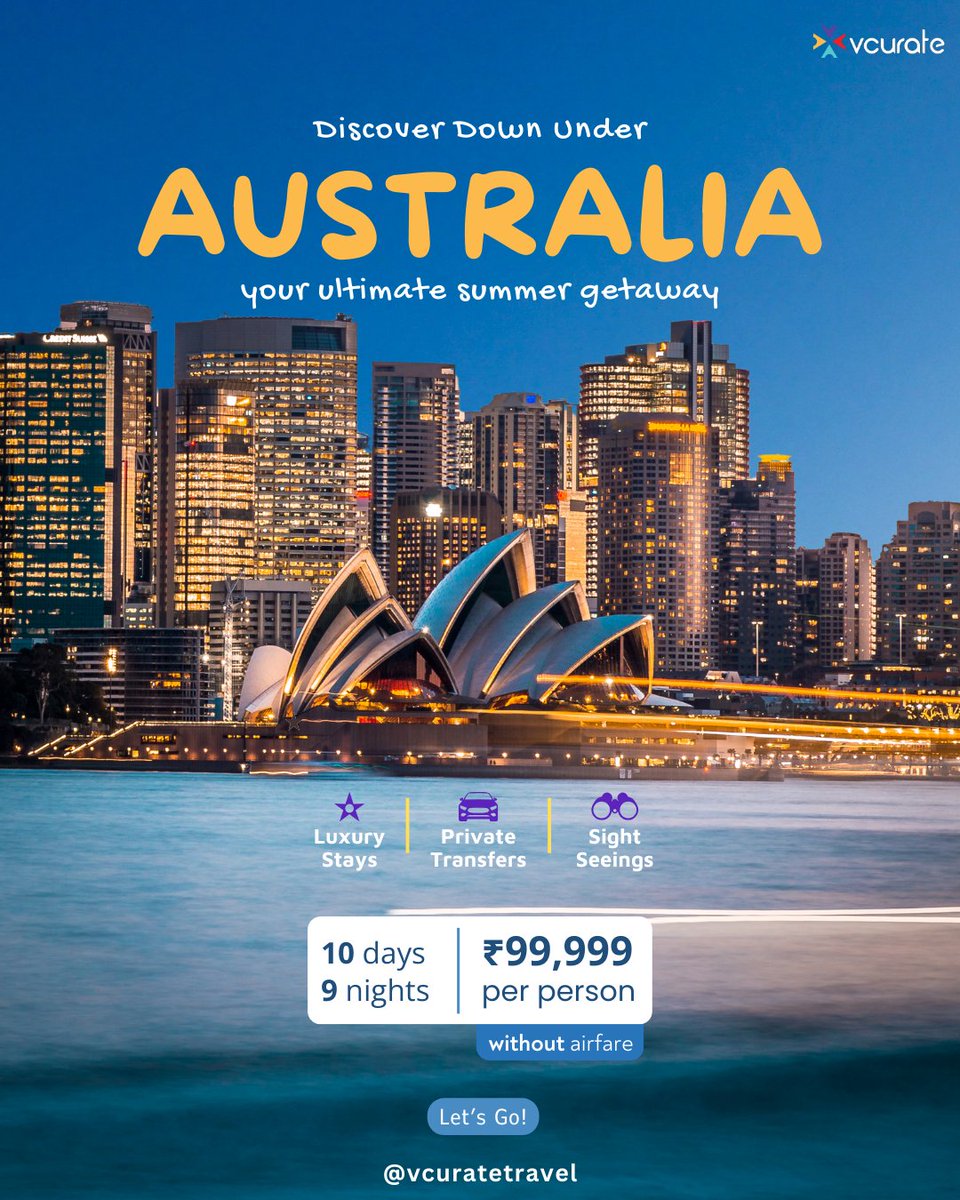 🌟 Explore the wonders of Australia!  From the iconic Sydney Opera House to the stunning Great Barrier Reef, immerse yourself in the beauty and adventure of the Land Down Under. DM us now to discover your packages with #Vcurate! ✈️ 

#Vcurate #DiscoverAustralia #VcurateTravels