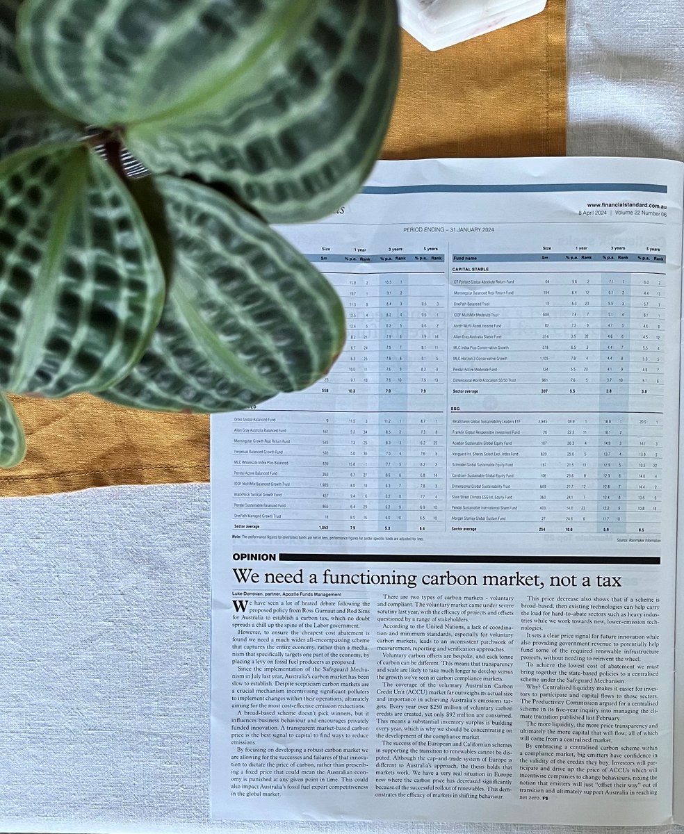 The_Amy_Boyce's tweet photo. Apostle's Partner, global carbon markets Luke Donovan recently penned an article arguing why Australia doesn’t need a carbon tax, it needs a functioning carbon market in @FSsustain
🔗 https://t.co/siEBFSlww1
#Carbonmarkets #Carboninvesting #NetZero #Energytransition https://t.co/Y9UAeNK7wR
