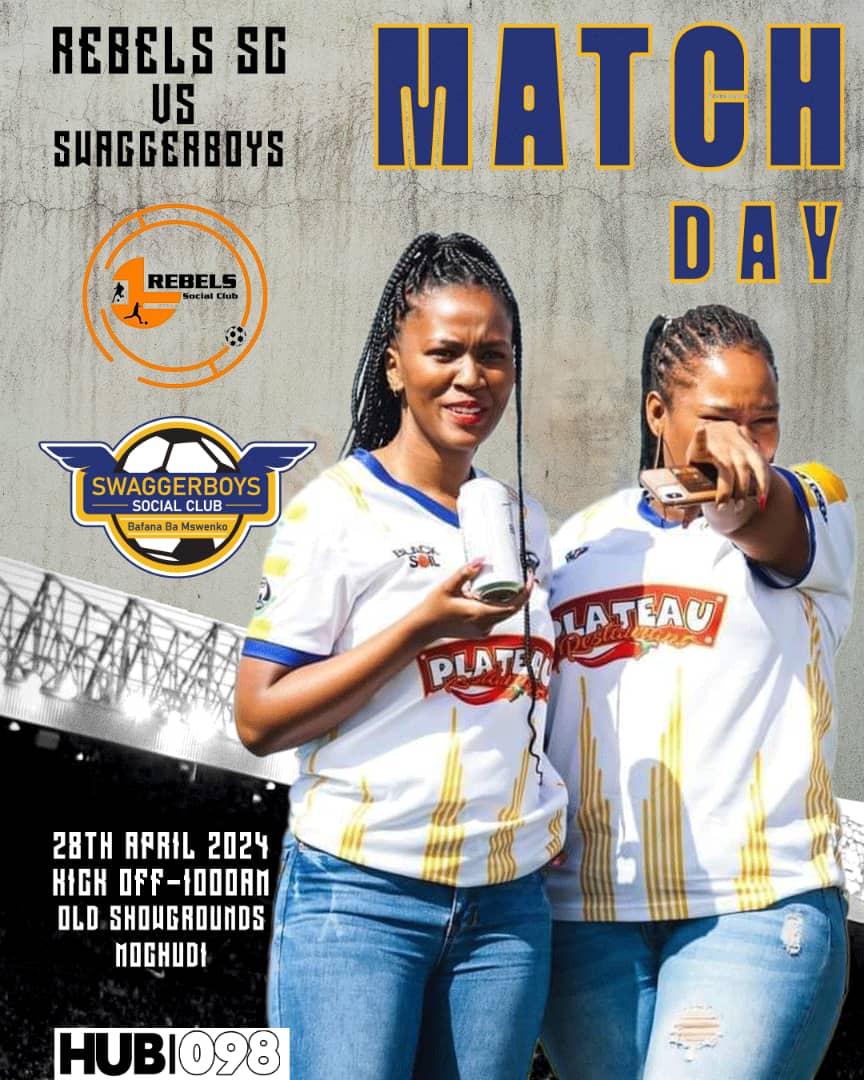 🚨🚨Fixture Alert🚨🚨

<a href="/RebelsSocial/">Rebels_Of_2008</a>     vs <a href="/Swaggerboys_SC/">SWAGGERBOYS SC</a> 

🗓️ 28 Apr 2024⛅ 🌼

📍Old Showgrounds , Mochudi 🏟️

⏰ 10:00HRS Kickoff ☀️ 🫡

Don't forget a bottle of water 🍶💧and sunscreen🧴

#wechasequalitynotclicks
#forevermswenkoforevericonic 
#BWSocialClubs 
#sundaysoccer