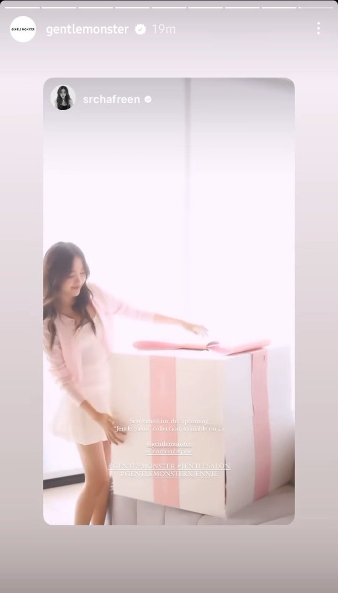 Gentle Monster reposting Freen IG story about the new Jentle Salon Collection by Gentle Monster and Jennie Kim🎀💗

#srchafreen #GIRLFREEN #ฟรีนสโรชา