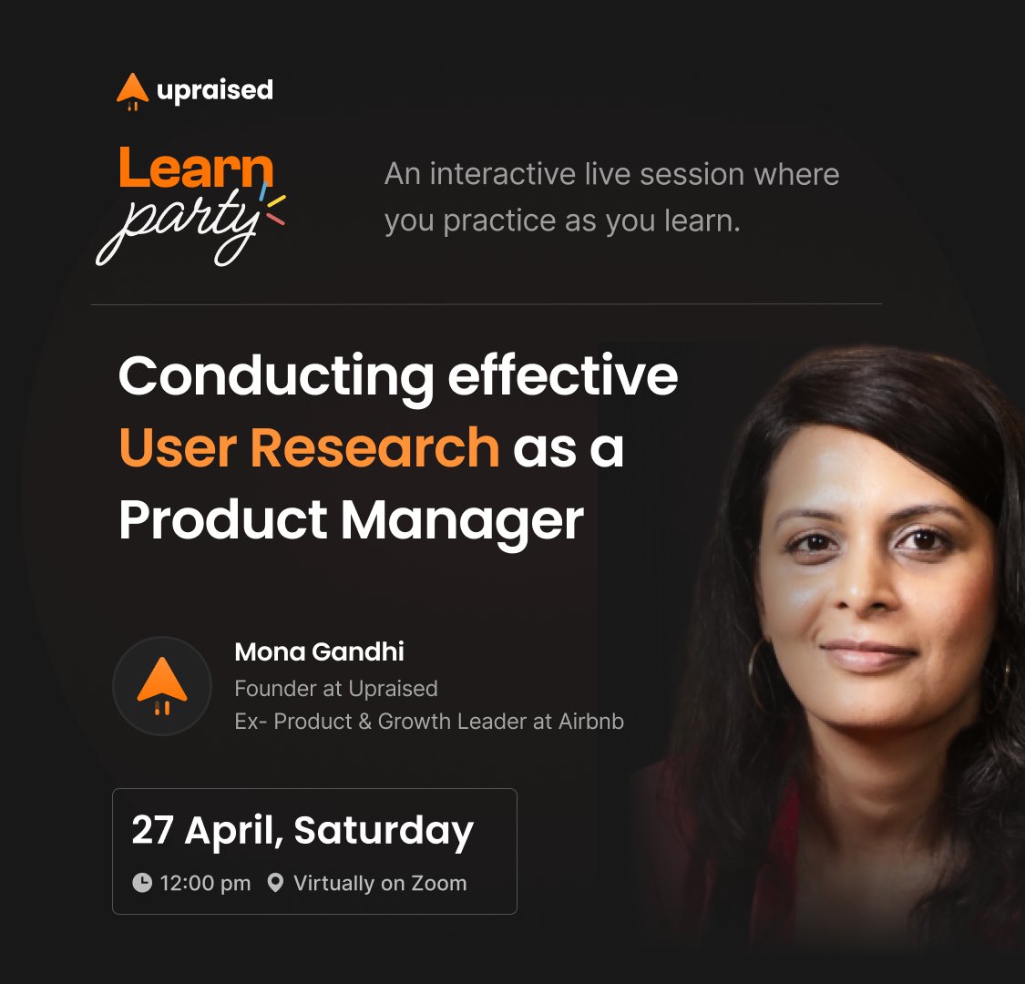getupraised's tweet photo. ❌ Delivering features doesn't mean delivering value.

Learn how to build products that:
✅ Resonate with your users
✅ Solve their problems
✅ Are delightful to use
By mastering User Research with Mona Gandhi
🗓️ 27th April | 12 PM

Save your Spot: https://t.co/l9iYioXhkT https://t.co/fuoqkjODTH