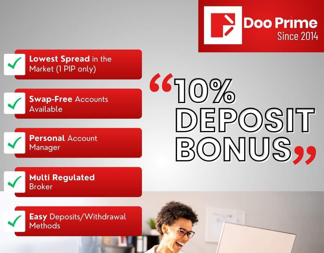 😍 10% Tradable Deposit Bonust Available at 
my.dooprime.com/links/go/15595
----
WhatsApp # +92-336-7336875

#FANTASTIC_FOREX #DooPrime #forextrading #DepositBonus