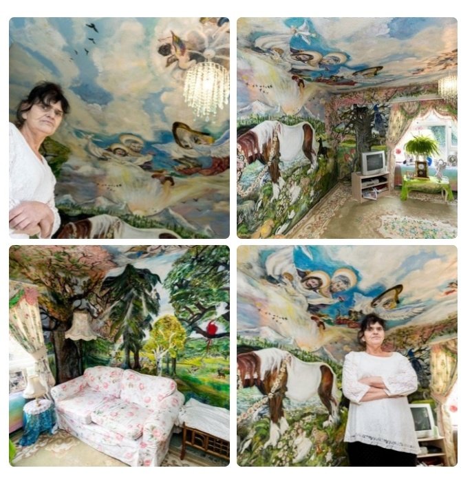 Diana Keys, aged 70, who spent 40 years hand painting her own version of the Sistine Chapel in her council house, Hemel Hempstead, UK #womensart