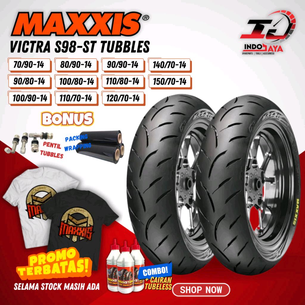 BAN MAXXIS VICTRA TUBELESS (70/80 - 70/90 - 80/90 - 90/90 - 100/90 - 100/80 - 120/70 - 140/70 - 150/70 ) RING 14 BAN MOTOR MATIC / BAN NMAX / RING 12 / RING 13/ RING 15 / RING 17 / 130/70-17 / ASPIRA SPR 40TL / 40 TL / CORSA V22 dengan harga Rp124.900. shope.ee/7UtyoQwSZH?sha…