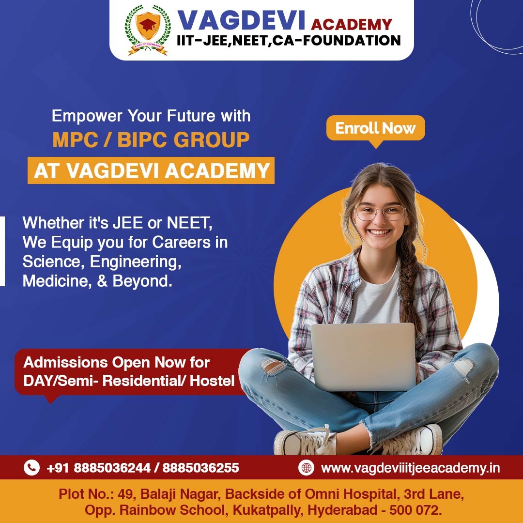 Embark on a transformative journey with Vagdevi Academy's MPC And Bi.P.C Group, where passion fuels discovery and excellence thrives.
#DreamBig #ScienceExploration #STEMeducation #FutureEngineers #MedicalInnovation #Empowerment #Determination #AcademicExcellence #InnovativeLearn