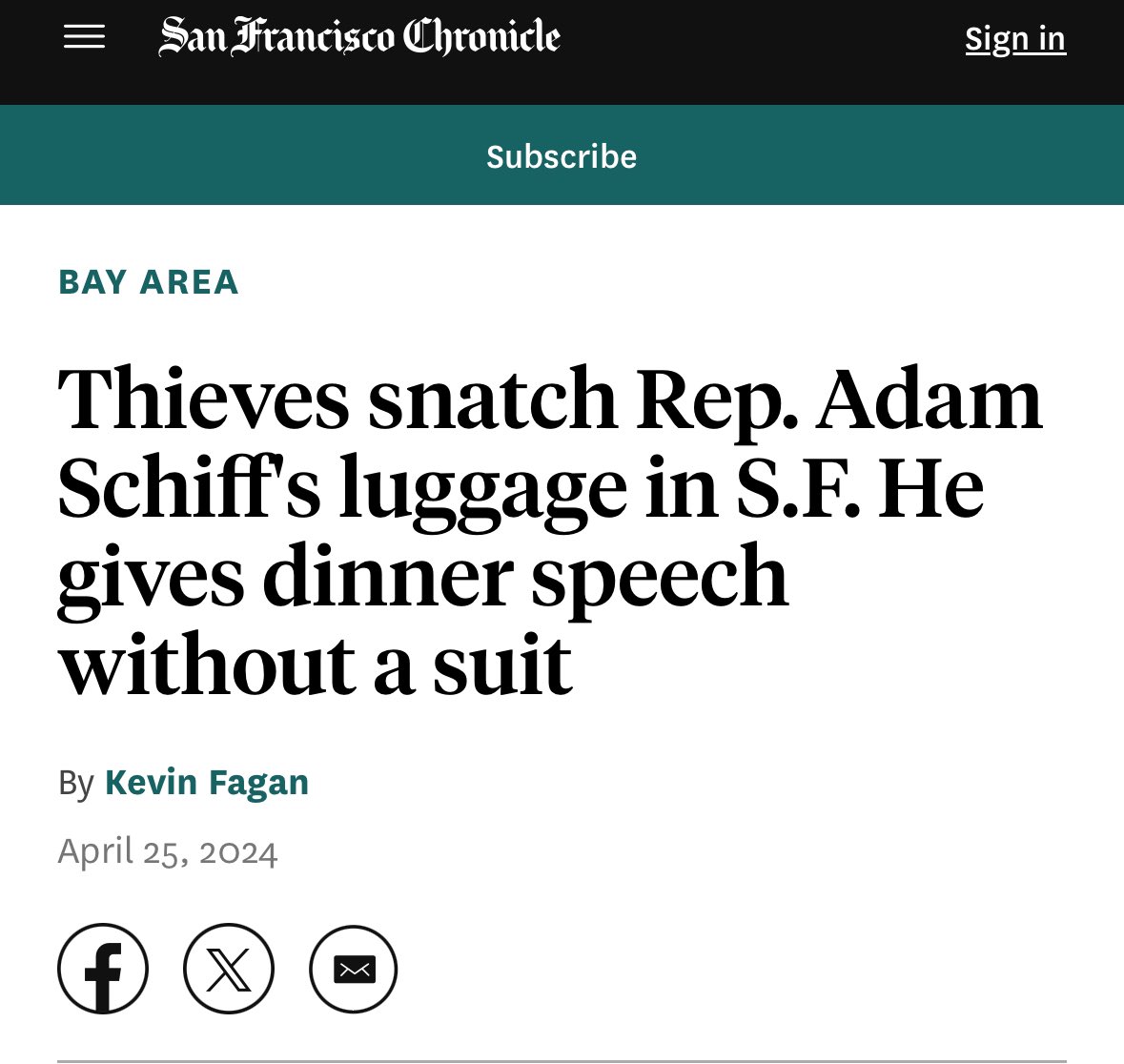 🚨 Adam Schiff got robbed in San Francisco