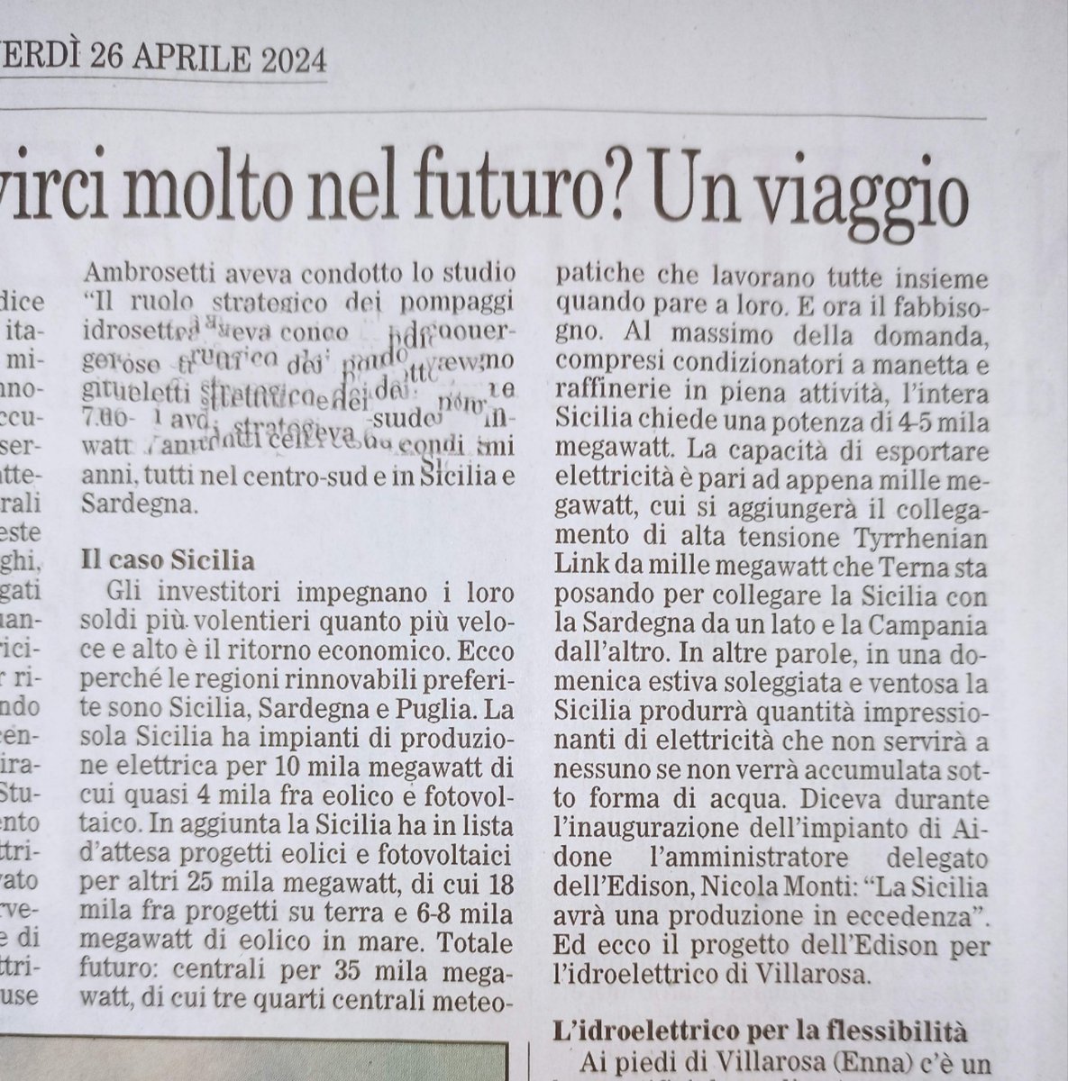 Impianti a fonti #rinnovabili, reti ed accumuli. In un bell'articolo su @ilfoglio_it di oggi @jacopogiliberto , tra le altre cose, descrive in maniera chiara il 'caso scuola' della Sicilia. [spero JG perdoni lo scrocco ma è cosa molto importante da capire per transizione] 👏👏👏