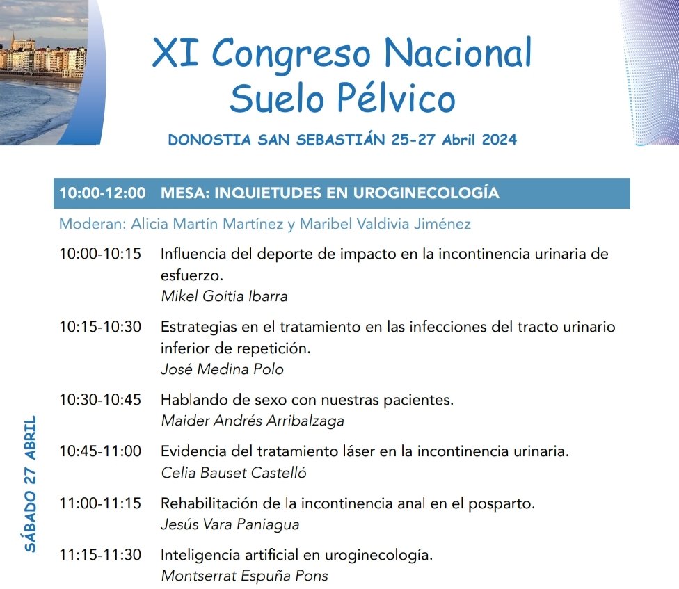 Presentando en XI Congreso Suelo Pélvico @SociedadSEGO la actualidad sobre el manejo de las infecciones urinarias #itus