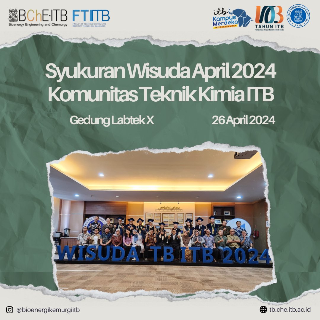 bcheitb's tweet photo. Syukuran Wisuda April Komunitas Teknik Kimia ITB https://t.co/CBR5qTAYz7